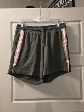 Love & Pineapples Olive Green Women’s Pull-On Shorts with Retro Stripe Detail